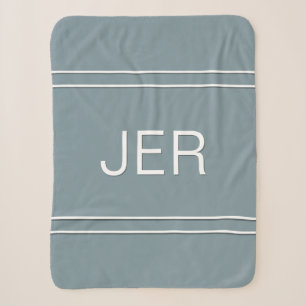 Modern Monogrammed Custom Initials Blue & White Sherpa Blanket
