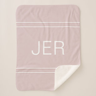 Modern Monogrammed Custom Initials Chic Pink Sherpa Blanket