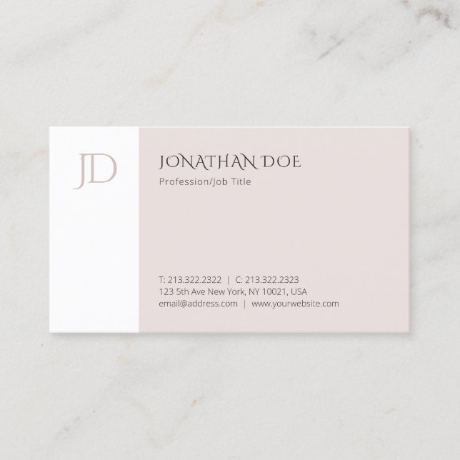 Modern Monogrammed Elegant Simple Template Business Card (Front)