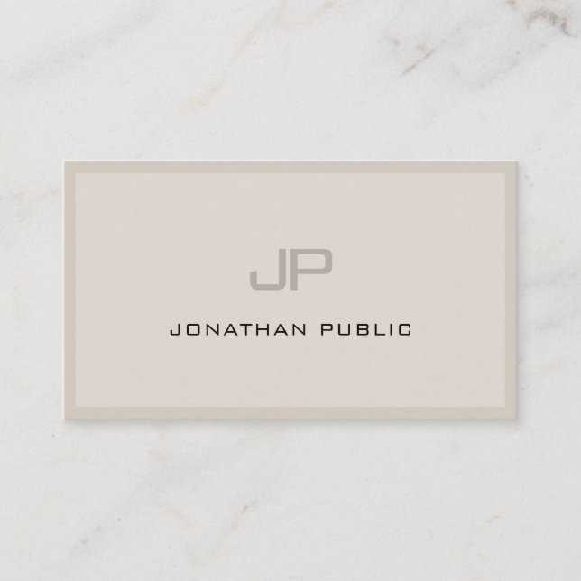 Modern Monogrammed Elegant Sleek Professional Chic Business Card (Front)