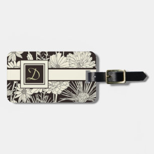 Modern Monogrammed Floral Luggage Tag Template