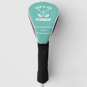 Modern Monogrammed Golfer Gift Teal  Golf Head Cover