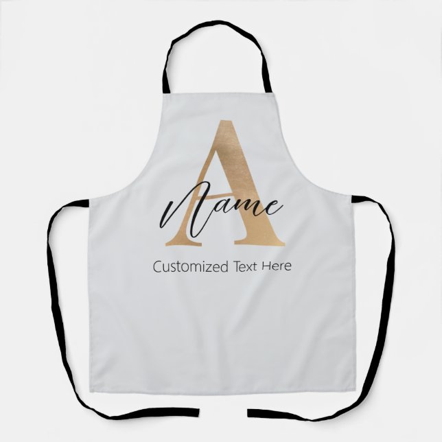 Modern Monogrammed Initial A & Name Personalized Apron (Front)