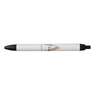 Modern Monogrammed Initial A & Name Personalized Black Ink Pen