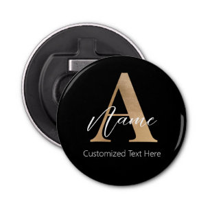 Modern Monogrammed Initial A & Name Personalized Bottle Opener