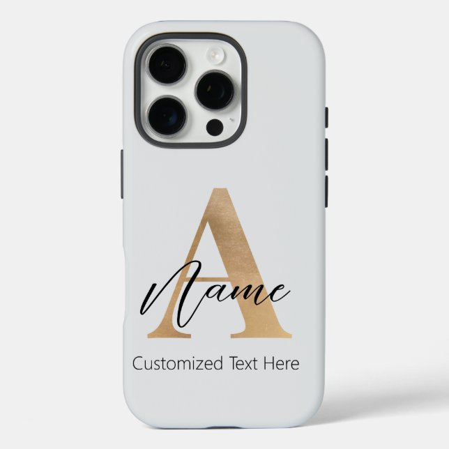 Modern Monogrammed Initial A & Name Personalized Case-Mate iPhone Case (Back)