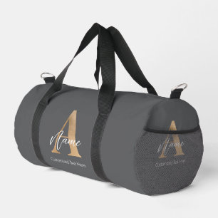 Modern Monogrammed Initial A & Name Personalized Duffle Bag