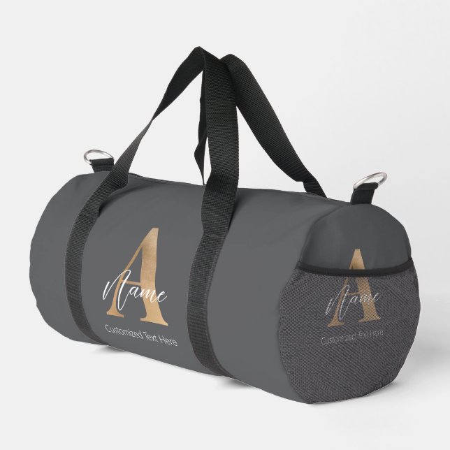Modern Monogrammed Initial A & Name Personalized Duffle Bag (Right Corner)