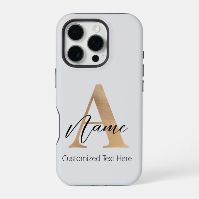 Modern Monogrammed Initial A & Name Personalized iPhone Case (Back)