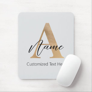 Modern Monogrammed Initial A & Name Personalized Mouse Pad