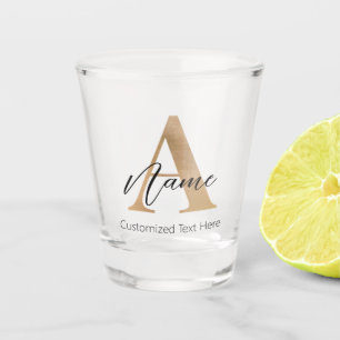 Modern Monogrammed Initial A & Name Personalized Shot Glass
