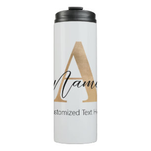 Modern Monogrammed Initial A & Name Personalized Thermal Tumbler