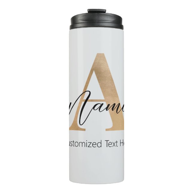 Modern Monogrammed Initial A & Name Personalized Thermal Tumbler (Front)