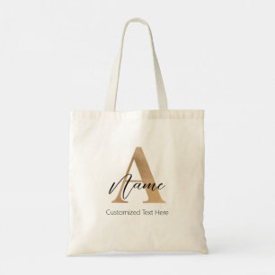 Modern Monogrammed Initial A & Name Personalized Tote Bag