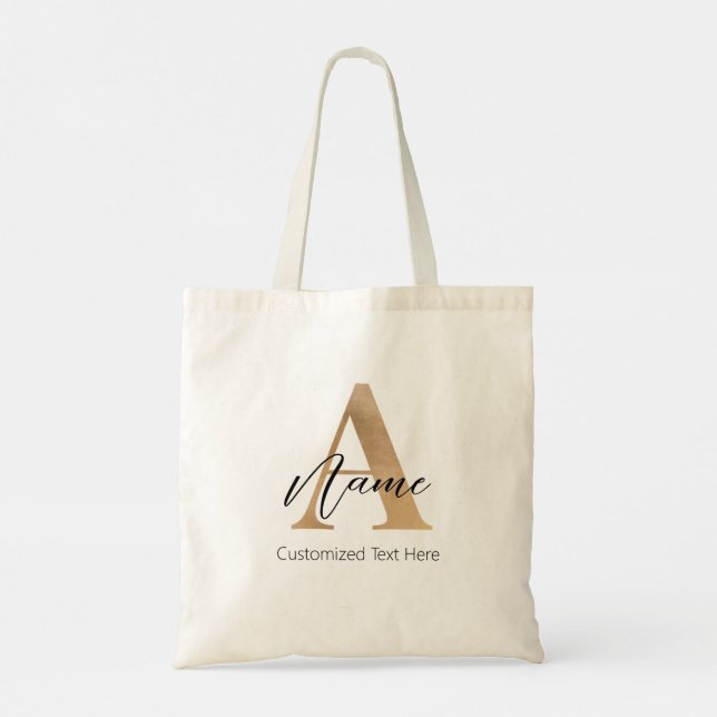 Modern Monogrammed Initial A & Name Personalized Tote Bag (Back)