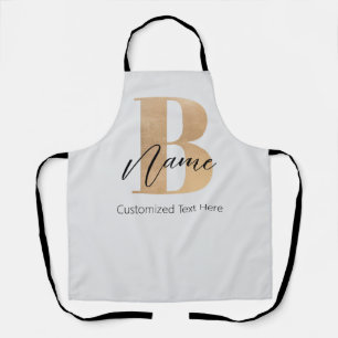 Modern Monogrammed Initial B & Name Personalized Apron
