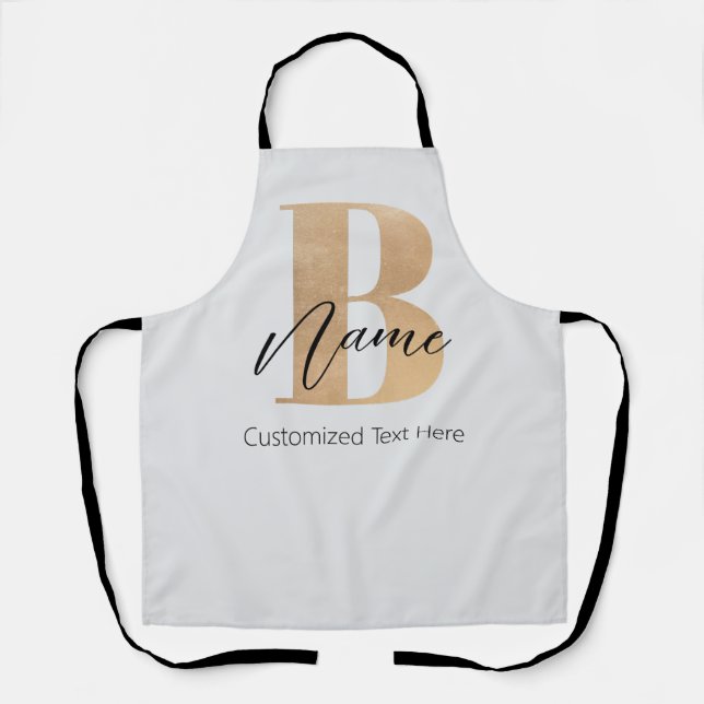 Modern Monogrammed Initial B & Name Personalized Apron (Front)