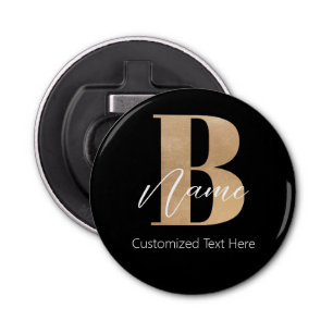 Modern Monogrammed Initial B & Name Personalized Bottle Opener