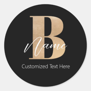 Modern Monogrammed Initial B & Name Personalized Classic Round Sticker