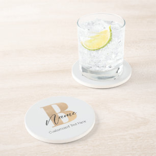 Modern Monogrammed Initial B & Name Personalized Coaster