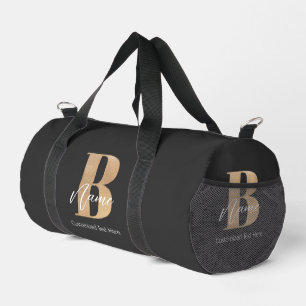 Modern Monogrammed Initial B & Name Personalized Duffle Bag
