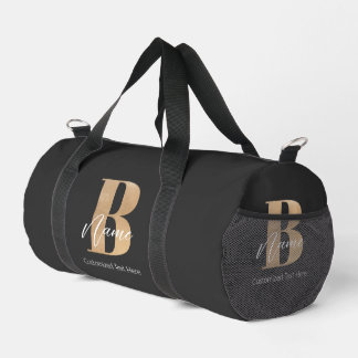 Modern Monogrammed Initial B & Name Personalized Duffle Bag