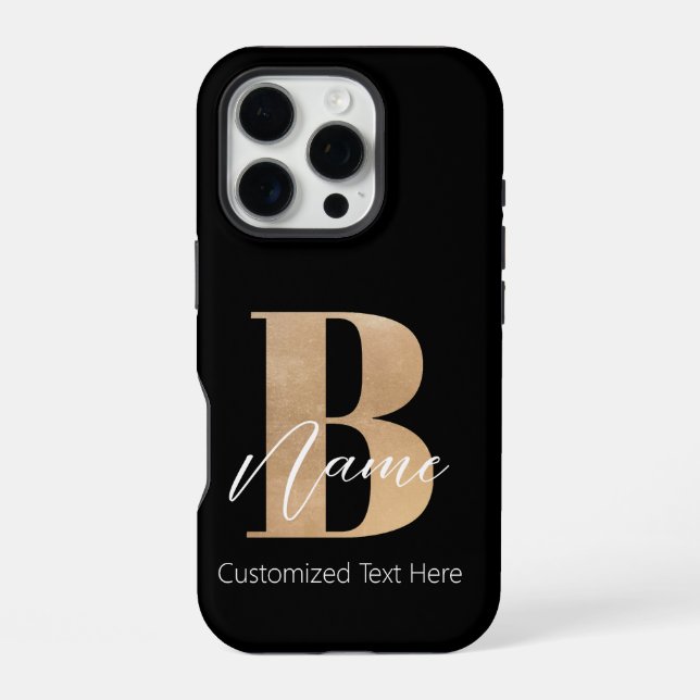 Modern Monogrammed Initial B & Name Personalized iPhone Case (Back)