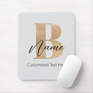 Modern Monogrammed Initial B & Name Personalized Mouse Pad