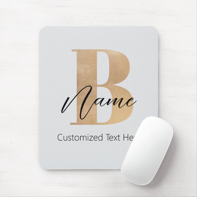 Modern Monogrammed Initial B & Name Personalized Mouse Pad (With Mouse)