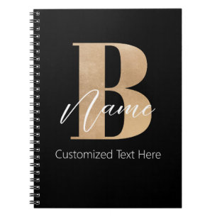 Modern Monogrammed Initial B & Name Personalized Notebook