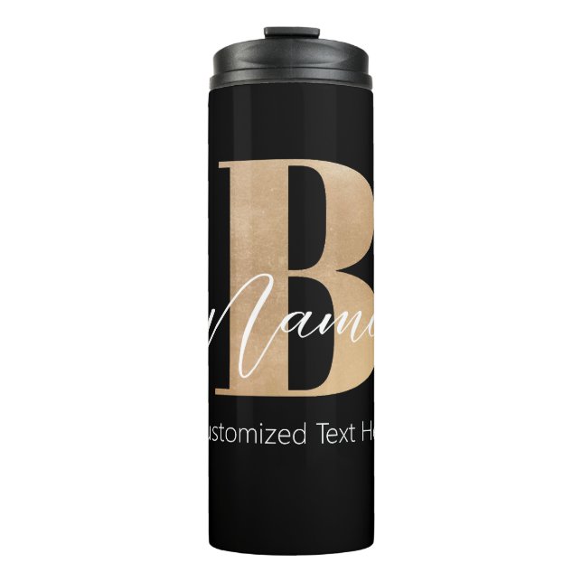 Modern Monogrammed Initial B & Name Personalized Thermal Tumbler (Front)