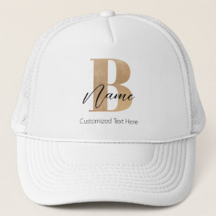 Modern Monogrammed Initial B & Name Personalized Trucker Hat