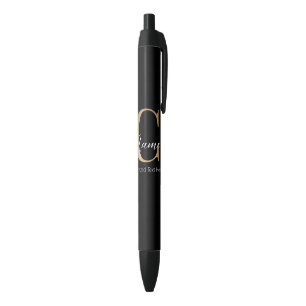 Modern Monogrammed Initial C & Name Personalized Black Ink Pen