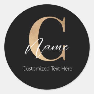 Modern Monogrammed Initial C & Name Personalized Classic Round Sticker