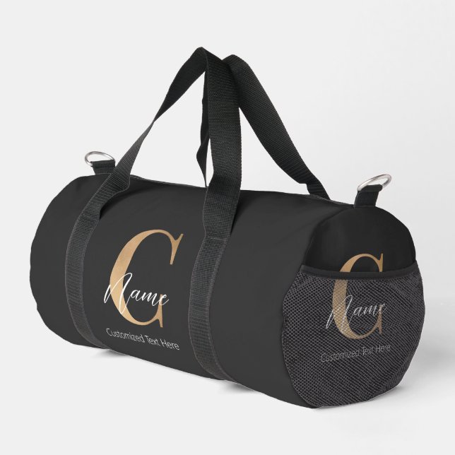 Modern Monogrammed Initial C & Name Personalized Duffle Bag (Right Corner)