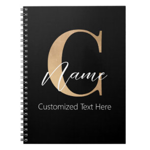 Modern Monogrammed Initial C & Name Personalized Notebook