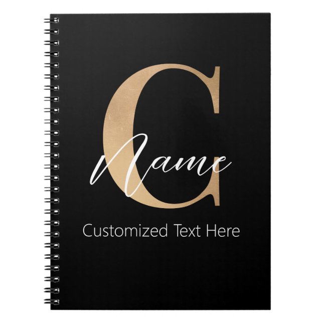 Modern Monogrammed Initial C & Name Personalized Notebook (Front)