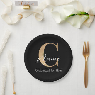 Modern Monogrammed Initial C & Name Personalized Paper Plate