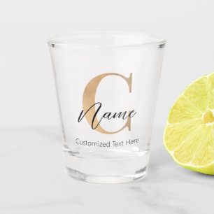 Modern Monogrammed Initial C & Name Personalized Shot Glass