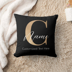 Modern Monogrammed Initial C & Name Personalized Throw Pillow