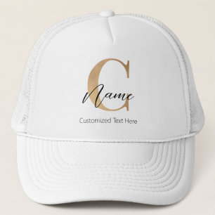 Modern Monogrammed Initial C & Name Personalized Trucker Hat