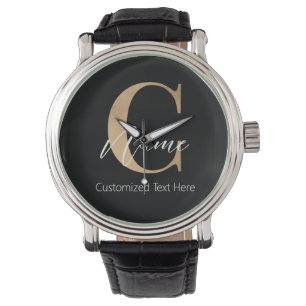 Modern Monogrammed Initial C & Name Personalized Watch