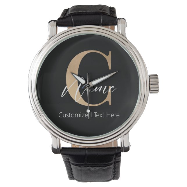 Modern Monogrammed Initial C & Name Personalized Watch (Front)