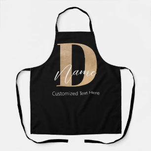 Modern Monogrammed Initial D & Name Personalized Apron
