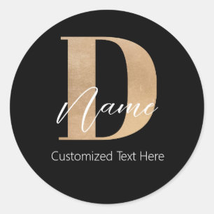 Modern Monogrammed Initial D & Name Personalized Classic Round Sticker