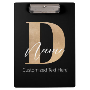 Modern Monogrammed Initial D & Name Personalized Clipboard