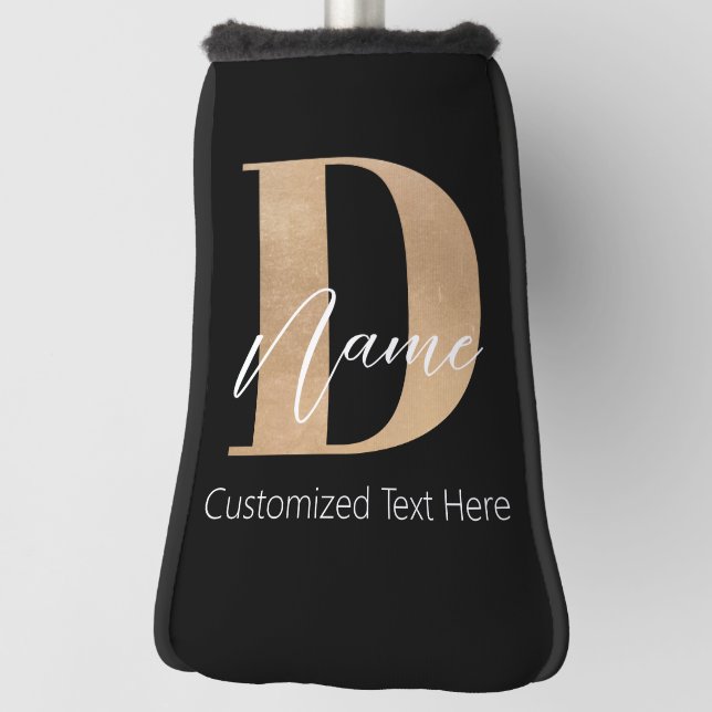 Modern Monogrammed Initial D & Name Personalized Golf Head Cover (Rotate 90)