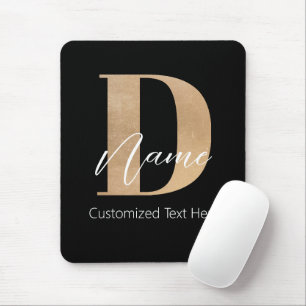 Modern Monogrammed Initial D & Name Personalized Mouse Pad
