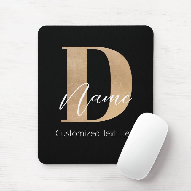Modern Monogrammed Initial D & Name Personalized Mouse Pad (With Mouse)