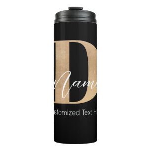 Modern Monogrammed Initial D & Name Personalized Thermal Tumbler